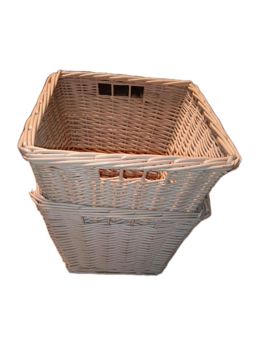 2 Large Wicker Baskets 12 Inches Square 9 Inches Deep Natural In Color